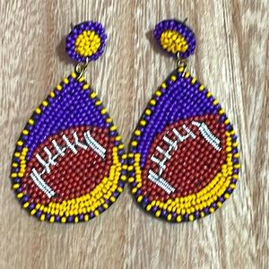 💜💛Madeline Beaded Football Teardrop Earrings Game Days